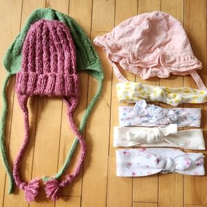 Baby Girl Accesories Bundle, Infant/Toddler 0-24 Month Headbands&Hats Lot